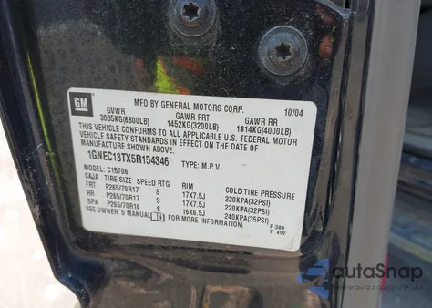 2005 Chevrolet Tahoe Lt from USA, damaged, VIN 1GNEC13TX5R154346